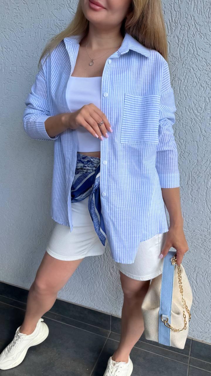 Сорочка жіноча ЛІТНЯ ЛЬОН HARISMA БЛАКИТНИЙ 109, фото 1