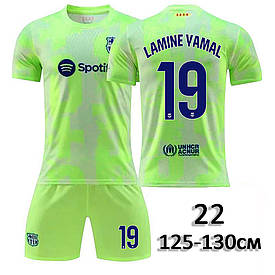 Футбольна форма дитяча Барселона Ямаль 19 (Barcelona Yamal) 2025 запасна 22 (125-130см) салатово-сіра