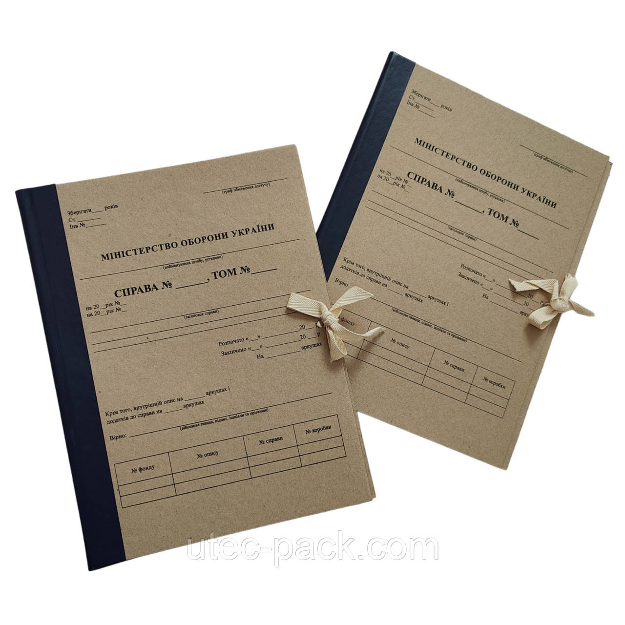 Архівна папка ЮТЕК 230*320 мм, з титульною сторінкою на зав'язках, висота корінця 20 мм (бумвініл), фото 1