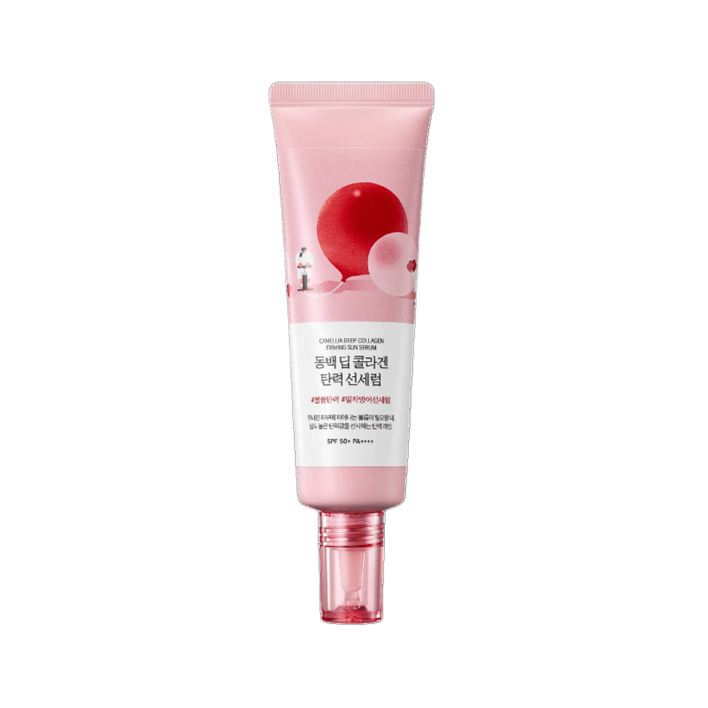 Сонцезахисна сироватка з колагеном Round Lab Camellia Deep Collagen Firming Sun Serum SPF50+ PA++++ 50 мл, фото 1