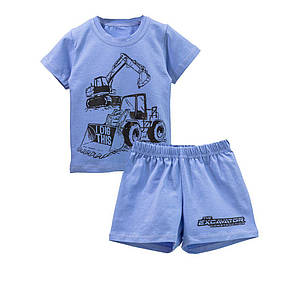 Літній комплект для хлопчика з принтом Екскаватор стрейч-кулір