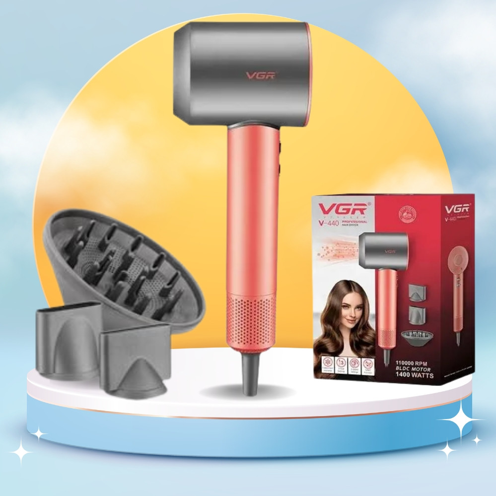 Фен з магнітними насадкам для волосся 3в1 VGR V-440 Стайлер для швидкого сушіння та укладання волосся 1400W, фото 1