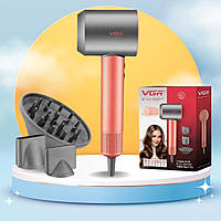 Фен з магнітними насадкам для волосся 3в1 VGR V-440 Стайлер для швидкого сушіння та укладання волосся 1400W