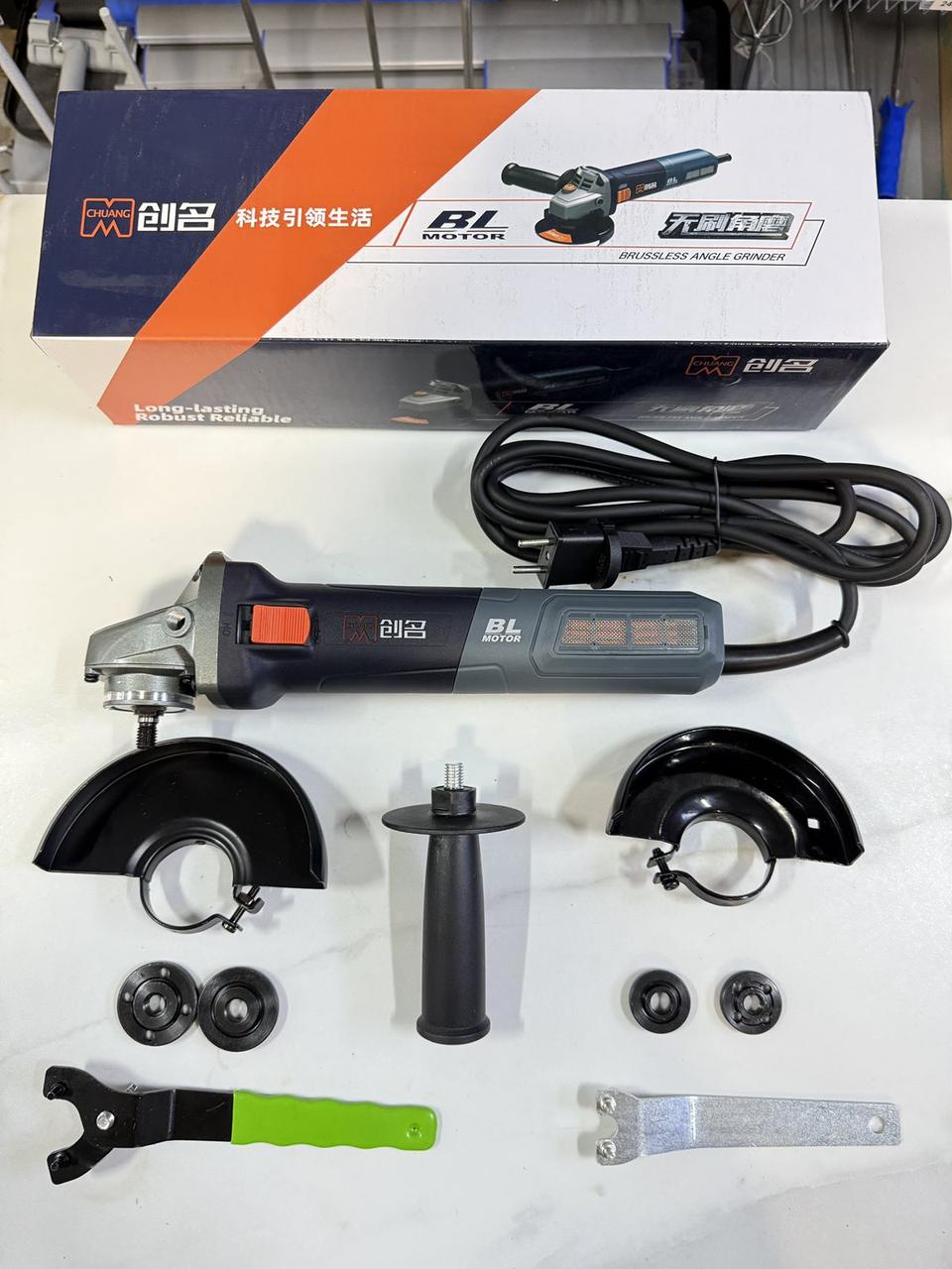 Кутова болгарка CHUANG BL MOTOR CA1010S 1300W БЕЗ рег. оборотів (безщіткова), різьба - М10, під диски 75*16мм та 125*22мм, фото 1