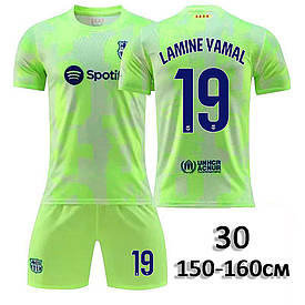 Футбольна форма дитяча Барселона Ямаль 19 (Barcelona Yamal) 2025 запасна 30 (150-160см) салатово-сіра