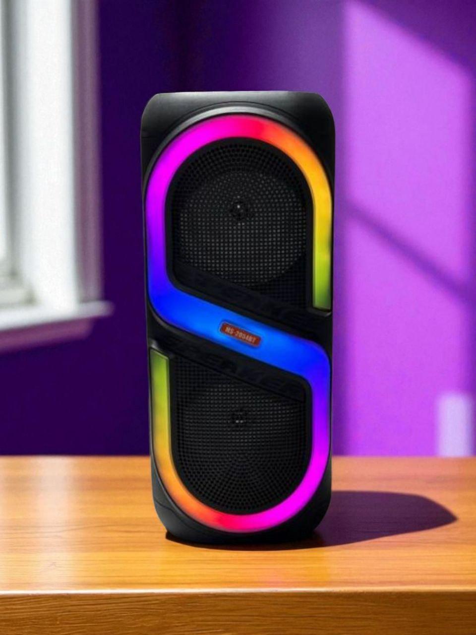 Портативна колонка MS-2054BT (51х21х21 см, 2х25 Вт, Bluetooth, LED-підсвітка, USB, SD, FM) Black