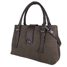 Сумка жіноча "Луіза" натуральна шкіра, коричнева (капучіно),замш