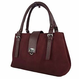 Сумка жіноча "Луіза" натуральна шкіра, бордова (бургунді),замш