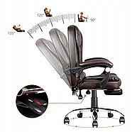 Офісне крісло з еко-шкіри, підставка для ніг, з масажною подушкою, стул з регулюванням висоти комп'ютерне для дому, фото 4