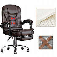 Офісне крісло з еко-шкіри, підставка для ніг, з масажною подушкою, стул з регулюванням висоти комп'ютерне для дому, фото 5