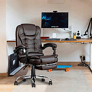 Офісне крісло з еко-шкіри, підставка для ніг, з масажною подушкою, стул з регулюванням висоти комп'ютерне для дому, фото 6