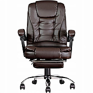 Офісне крісло з еко-шкіри, підставка для ніг, з масажною подушкою, стул з регулюванням висоти комп'ютерне для дому, фото 8