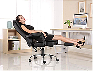 Офісне крісло з еко-шкіри, підставка для ніг, з масажною подушкою, стул з регулюванням висоти комп'ютерне для дому, фото 10
