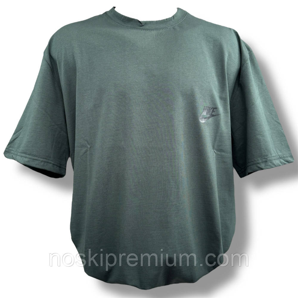 Футболка чоловіча стрейчева батал Nike, Туреччина, розміри 56-64, темно-зелена, 011895, фото 1