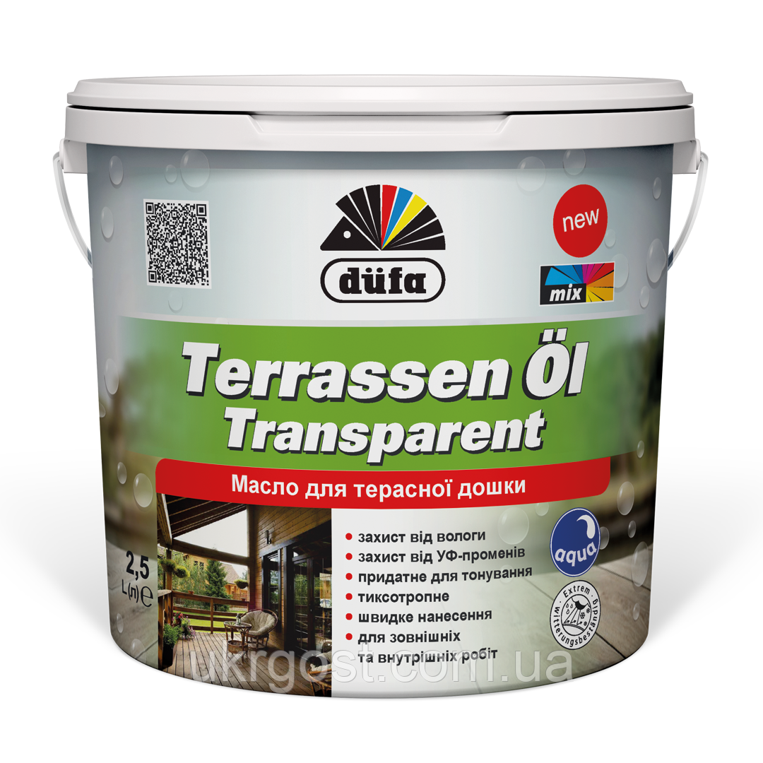 Террасное масло Dufa Terrassen Öl transparent цвета в ассортименте Шелковистый глянец 2,5 л