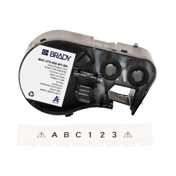 Універсальна вінілова стрічка Brady M4C-375-595-WT-BK 9.5 мм білий на чорному