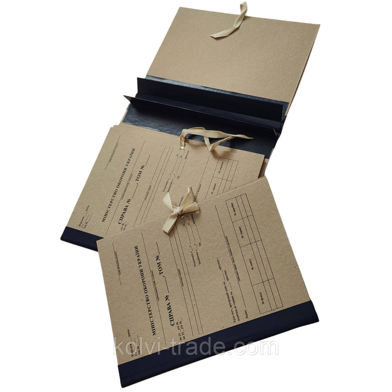 Папка архівна Міністерства оборони України з ДСТУ, формату А4, з титульною сторінкою, зав'язки, корінець 20мм (P-М-А4-Т/S-