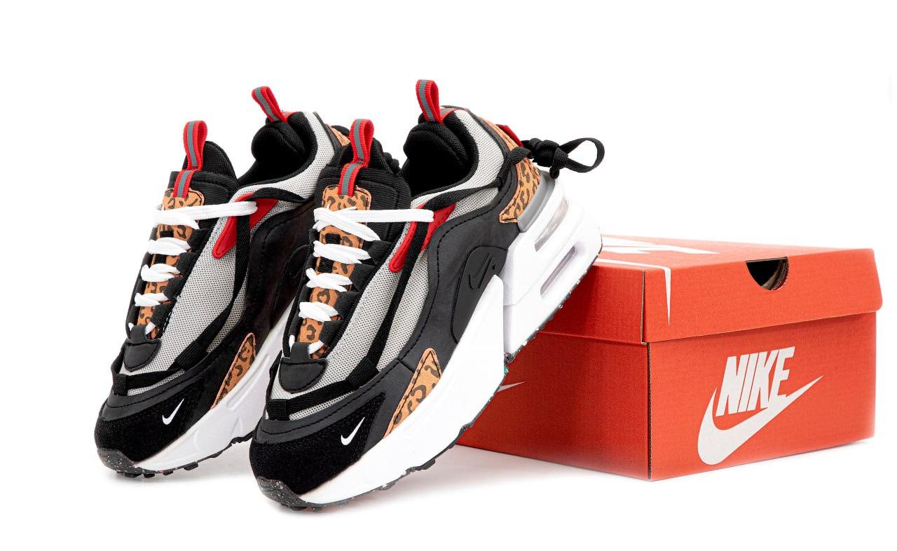 Стильні жіночі кроссівки Nike Air Max Furyosa Black Leopard. Леопардові жіночі кросси Найк Аір Макс.