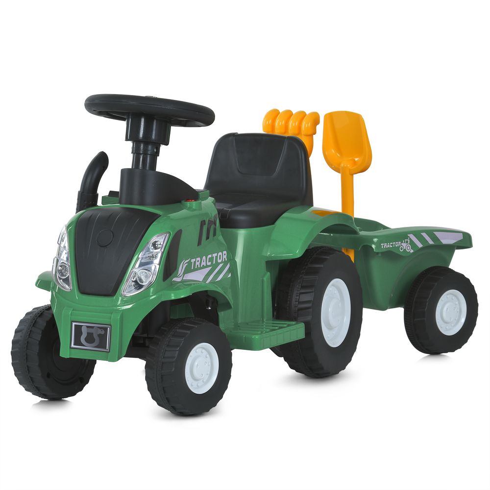 Каталка-толокар з мотором Трактор (мотор 25W, з причепом, музика, світло, на батарейці) Bambi M 6153B-5 Зелений