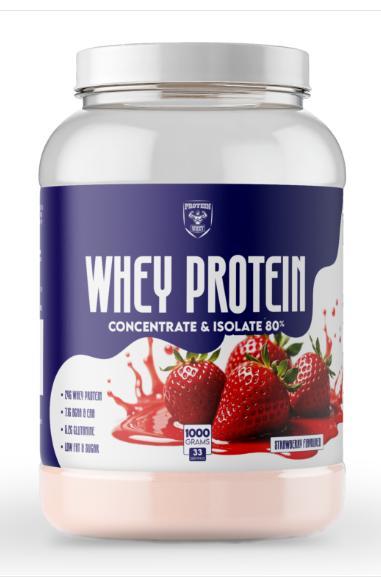 Протеїн Protein Whey Concentrate & Isolate 80% 1000 грам Смак : полуниця, фото 1