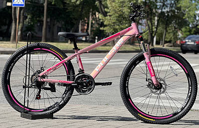 Велосипед спортивний гірський 26" Corso Pulsar PL-26509 рожевий на зріст 130-145 см УЦІНКА ПОДРЯПИНИ НА РАМІ