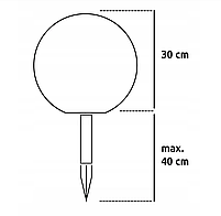 Садовий світильник куля 30 см на сонячній батареї, фото 2