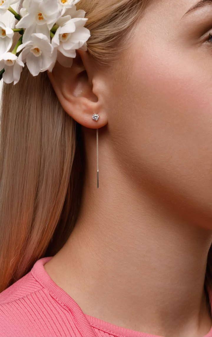 Сережки Протяжки з фіанітами срібло 925, фото 1