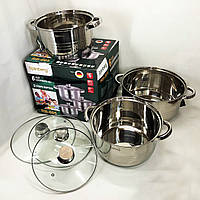 Каструля для кухні Rainberg RB-605 8 шт, Набір посуду каструлі, Каструля GB-813 вищої якості