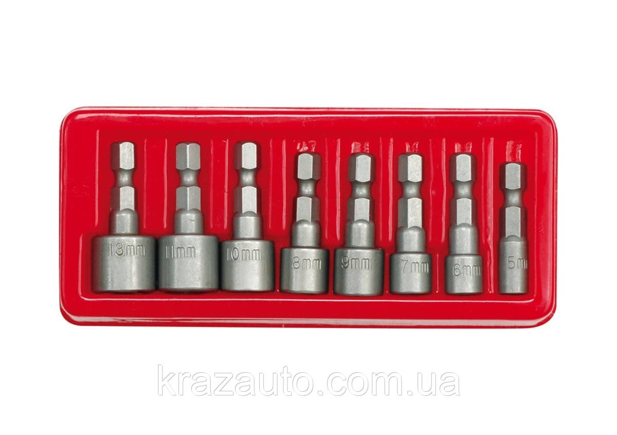 Насадки викруткові торцеві (бита) VOREL: HEX 1/4". M5-13 мм. Набір 8 шт. 66113, фото 1