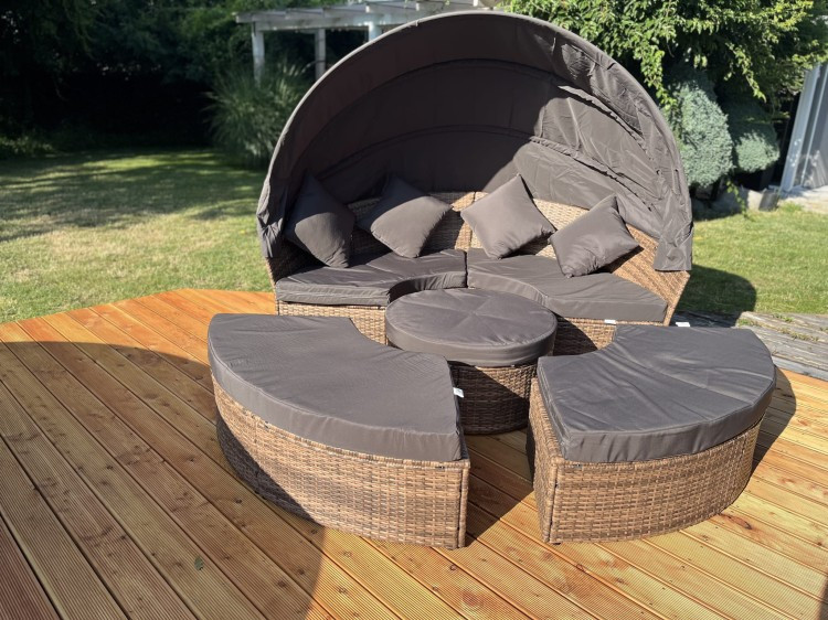 Шезлонг із техноротунга для тераси Venus 210 см коричневий колір, фото 1