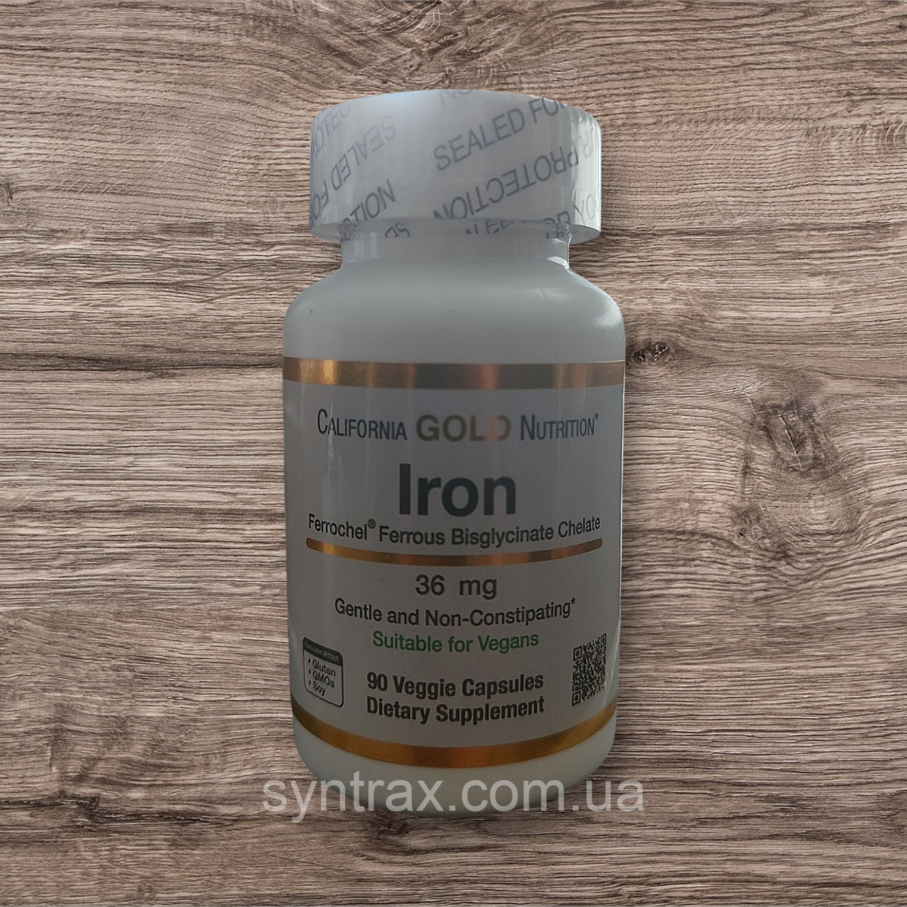 California Gold Nutrition Iron Bisglycinate 90 caps 36 mg, залізо бісгліцинат