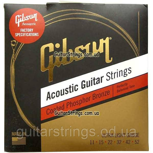 Струны Gibson SAG-CPB11 Coated Phosphor Bronze Ultra Light 11-52, фото 1