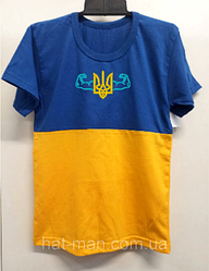 Дитяча жовто-синя футболка з тризубом в мускулах (від 3х до 14років)