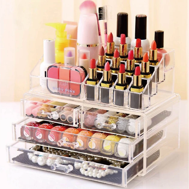 ОЧЕНКА! Органайзер-стійка для косметики з 4 шухлядками Cosmetic Storage Box (пошкодження корпусу 3049)