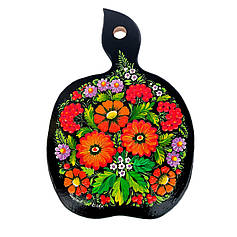 Дошка обробна з петриківським розписом "Червоні квіти" 25*17 см , гарний подарунок у подарунковій коробці