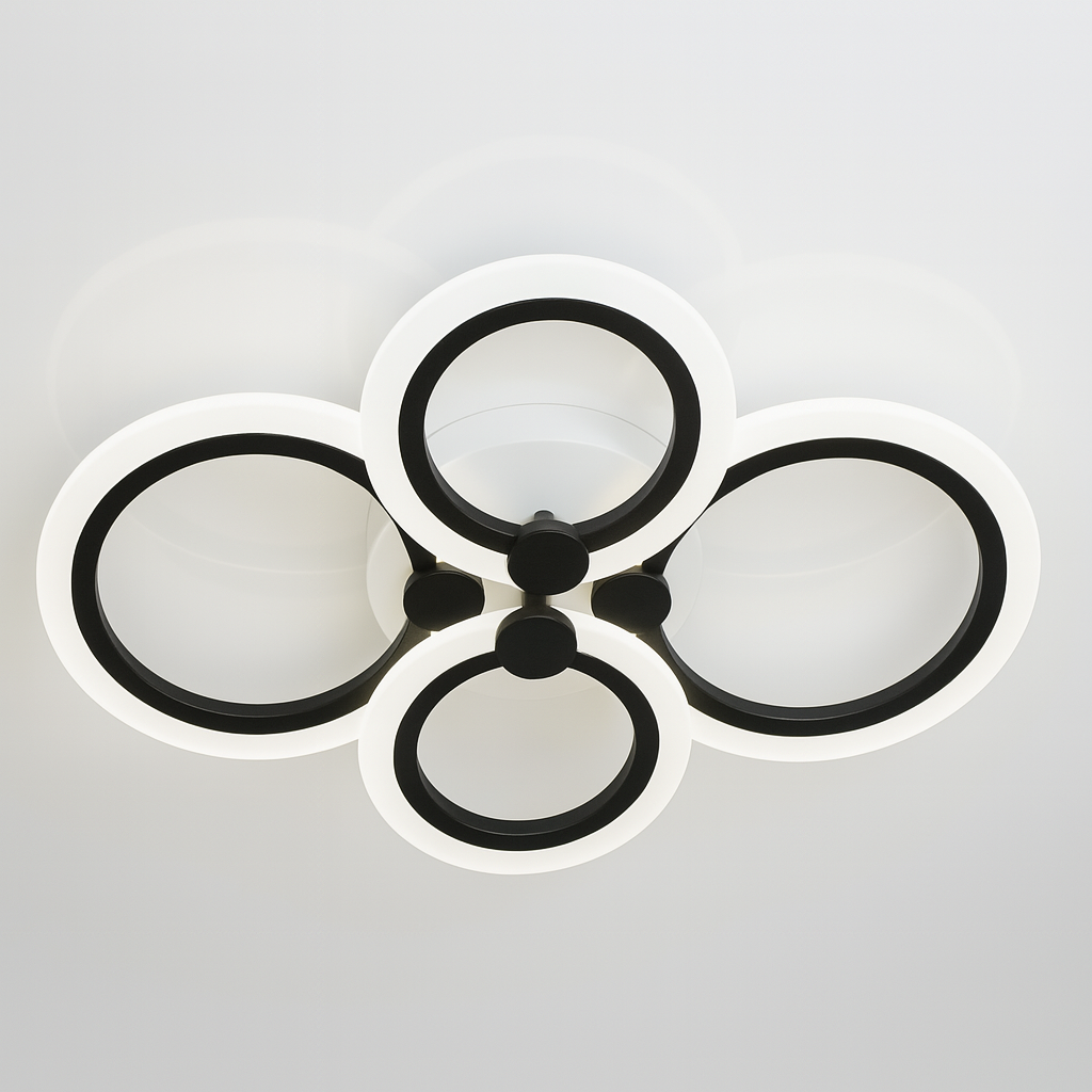 Світлодіодна люстра стельова з пультом Diasha 55W до 12 м² колір Чорний A8022/4BK, фото 1