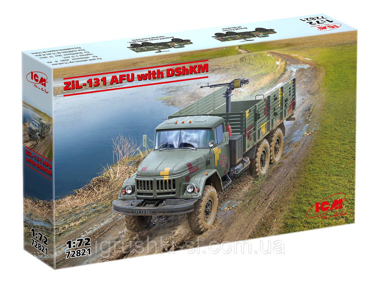 Збірна модель (1:72) Армійський вантажний автомобіль ЗіЛ-131 Збройних Сил України з кулеметом ДШКМ, фото 1