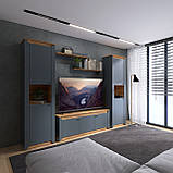 Тумба ТВ Нордік 1500 Еверест Графіт, Дуб крафт золотий (150х38х53 см), фото 7