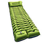 Надувний каремат 235х70см, з подушкою і вбудованим насосом, Зелений / Надувний матрац туристичний, фото 3