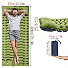 Надувний каремат 235х70см, з подушкою і вбудованим насосом, Зелений / Надувний матрац туристичний, фото 8