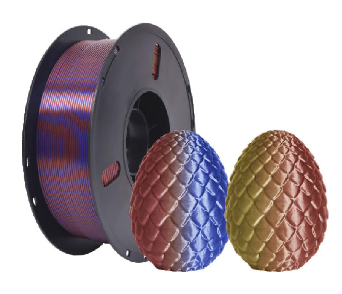 Пластикова нитка PLA, 1.75 мм, 1 кг, Шовковий триколор [золото-синьо-червоно-мідний]