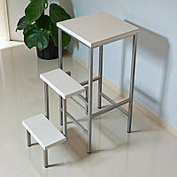 Табурет-стрем’янка Minos лофт драбина складна для дому 2 в 1 хром/білий