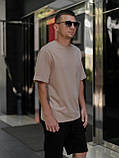 Бежева футболка чоловіча повсякденна без лого S M XL XXL 3XL Футболка чоловіча оверсайз бежева, фото 3