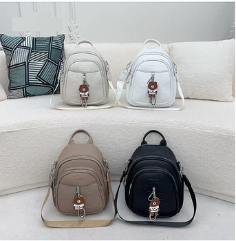 Жіночий рюкзак-сумка міський 28*23 см на блискавці з кишенею зі штучної шкіри в різних кольорах Fuerya