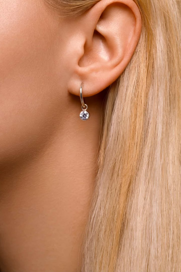 Срібні сережки з камінчиком, фото 1