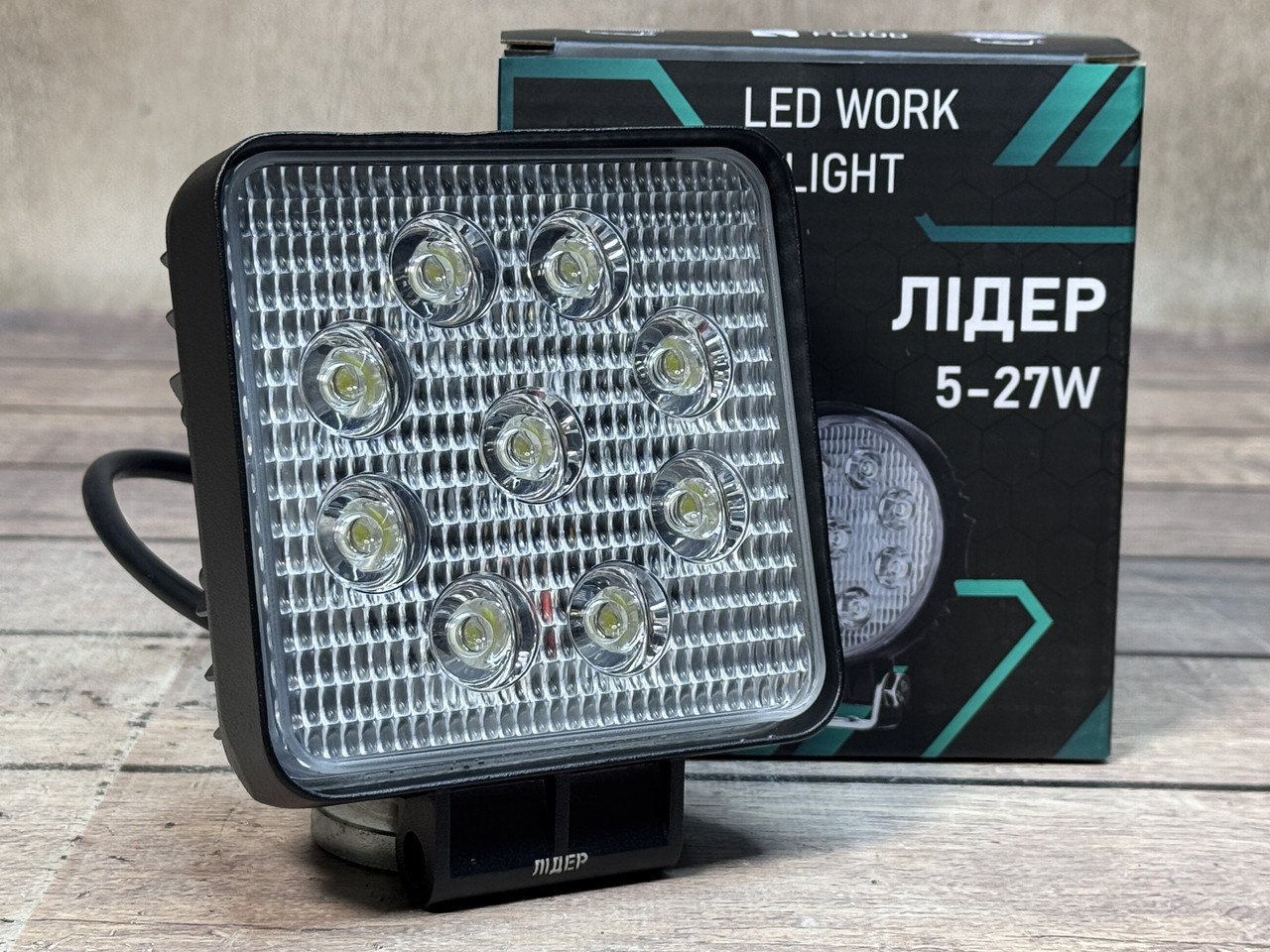 LED фара 27W (9 диодов * 3W) широкий промінь Лідер, фото 1