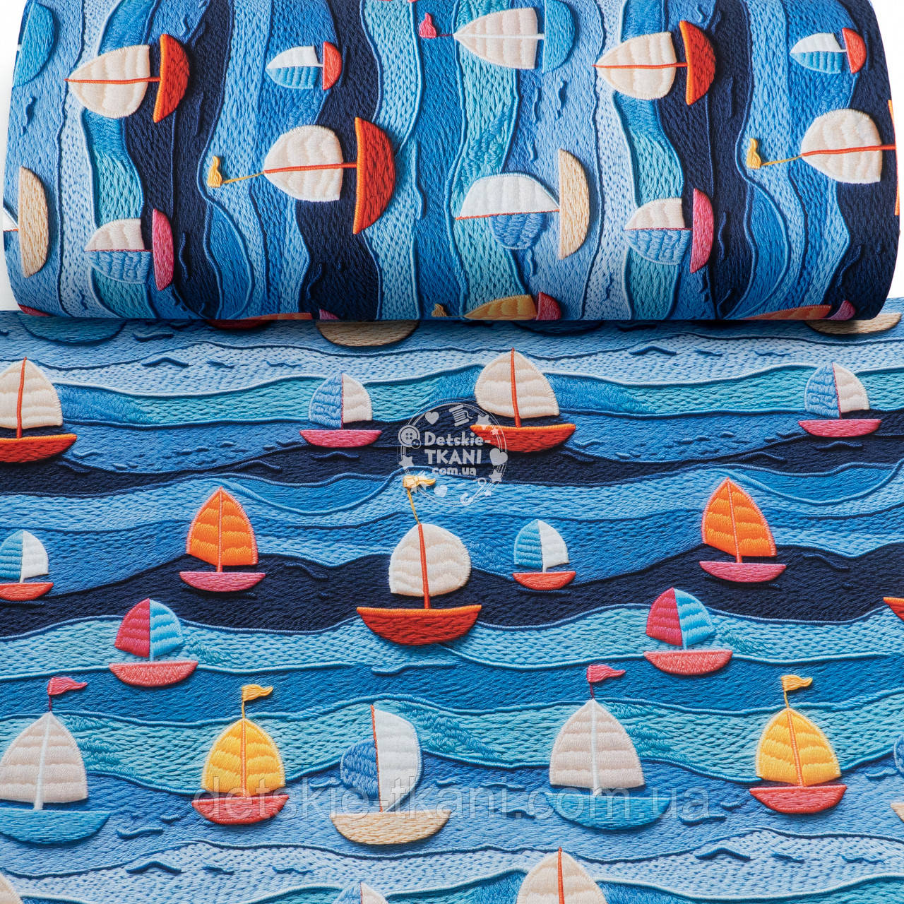 Ранфорс digital з цифровим друком 5D "Вітрильники на хвилях", №5652, фото 1