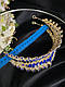 Діадема на петлях з камінням Swarovski Золотиста 15х5 см Корона з синіми стразами Елегантна корона, фото 3