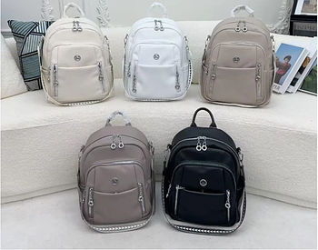 Жіночий рюкзак-сумка міський 36*28 см на блискавці з кишенями зі штучної шкіри в різних кольорах Fuerya