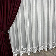 Тюль бамбук з візерунком по низу №1745 білий на відріз, фото 4